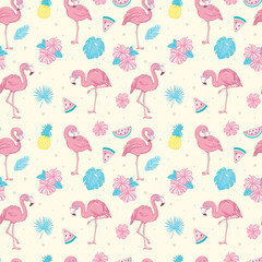 Flamingo seamless pattern. Vector background design for fabric