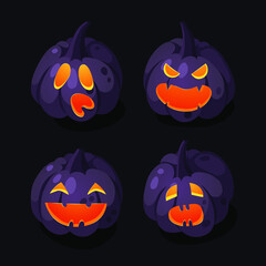 Cartoon Character Jack-o-lantern. Hand drawn stylish Halloween vegetable. Autumn Vector  drawing fresh 
food. Vegan Illustration Pumpkin Spice Season