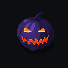 Cartoon Character Jack-o-lantern. Hand drawn stylish Halloween vegetable. Autumn Vector  drawing fresh 
food. Vegan Illustration Pumpkin Spice Season