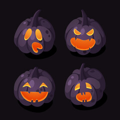 Cartoon Character Jack-o-lantern. Hand drawn stylish Halloween vegetable. Autumn Vector  drawing fresh organic food. Vegan Illustration Pumpkin Spice Season