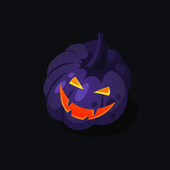 Cartoon Character Jack-o-lantern. Hand drawn stylish Halloween vegetable. Autumn Vector  drawing fresh 
food. Vegan Illustration Pumpkin Spice Season