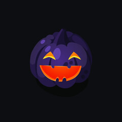 Naklejka premium Cartoon Character Jack-o-lantern. Hand drawn stylish Halloween vegetable. Autumn Vector drawing fresh food. Vegan Illustration Pumpkin Spice Season