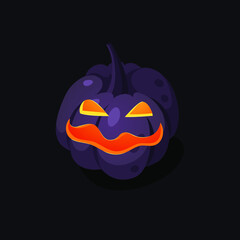 Fototapeta premium Cartoon Character Jack-o-lantern. Hand drawn stylish Halloween vegetable. Autumn Vector drawing fresh food. Vegan Illustration Pumpkin Spice Season