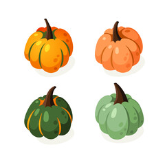 Cartoon Pumpkin Spice Season Image. Hand drawn stylish vegetable. Vector drawing fresh organic food. Summer illustration vegan ingrediens for smoothies or Pie