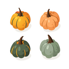 Cartoon Pumpkin Spice Season Image. Hand drawn stylish vegetable. Vector drawing fresh organic food. Summer illustration vegan ingrediens for smoothies or Pie