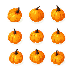 Cartoon Pumpkin Spice Season Image. Hand drawn stylish vegetable. Vector drawing fresh organic food. Summer illustration vegan ingrediens for smoothies or Pie