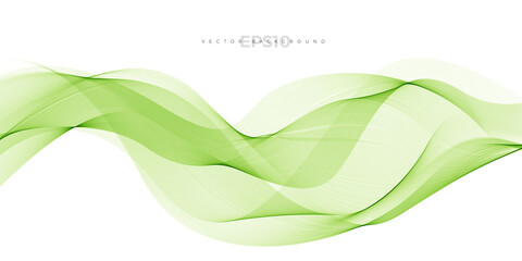 Wave vector element with abstract green lines for website, banner and brochure, Curve flow motion illustration, Transparent vector lines, Artistic background design.