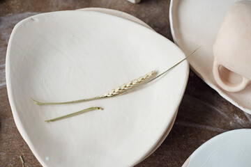 Ceramist craft studio The process of creating pottery. workplace of potter