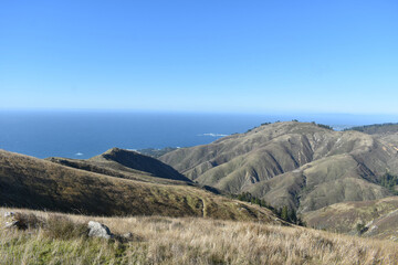 A view of the Pacific coastline from the top of a trail in Garrapata State Park, California.