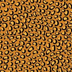 Abstract modern leopard seamless pattern. Animals trendy background. Beige and black decorative vector stock illustration for print, card, postcard, fabric, textile. Modern ornament of stylized skin.