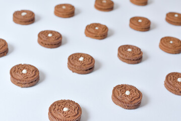 Cookies laid out in rows. Conceptual visualization of collecting cookie web data on the user's computer.