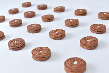 Lots of cookies in a rows. Concept visualization of collecting cookie data on the user's computer.