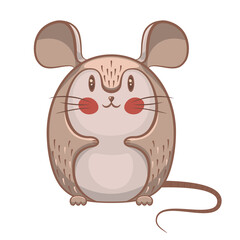 Cute cartoon mouse character illustration. Rodent animal mascot vector for print