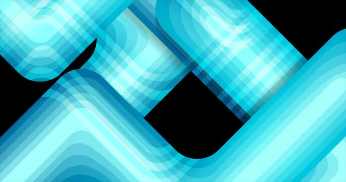 Blue glossy stripes abstract tech geometric motion background. Seamless looping. Video animation 4K 4096x2160