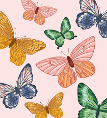 background colored butterflies