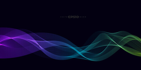Wave vector element with abstract colorful shiny gradient lines for website, banner and brochure, Curve flow motion illustration, Vector lines, Artistic background design.