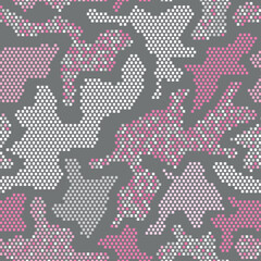 Interesting graphic print in the style of khaki with squares. Creative vector texture. Pink repeated color vector camouflage with squares. Seamless Pattern.