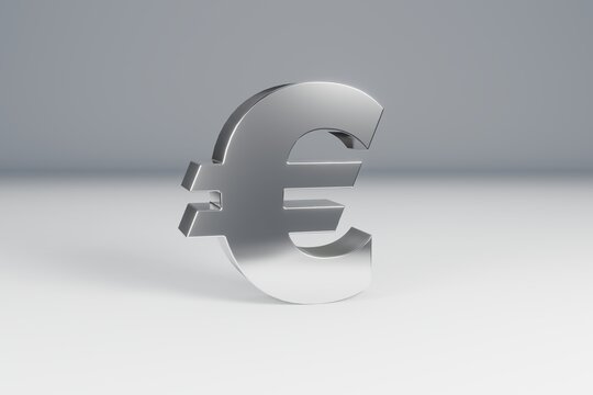 3D European Euro Symbol - silver