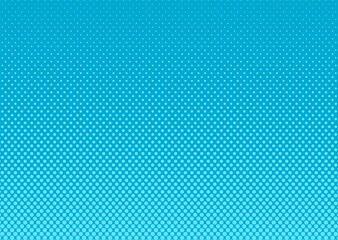 Pop art comic pattern. Halftone dotted background. Blue print with circles. Cartoon vintage banner. Geometric duotone texture with half tone effect. Vector illustration.