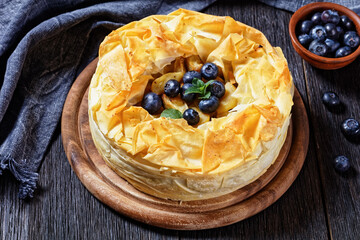 Apple Blueberry Pie With Phyllo Crust, top view