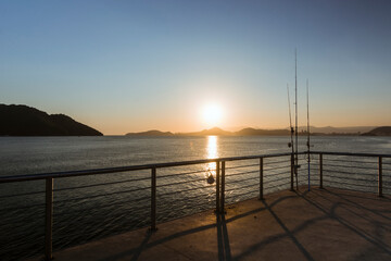 Sunset at the fisherman's deck in the city of Santos.