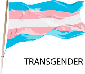 A transgender flag being waved. LGBTQ symbol on white background painted in white, blue and pink colors, equality rights.