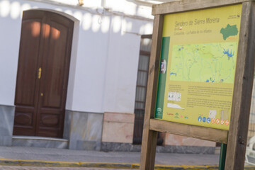 Fototapeta na wymiar Cartel o Poster en el pueblo de Constantina, en Cazalla de la Sierra, Sevilla, Andalucia, España