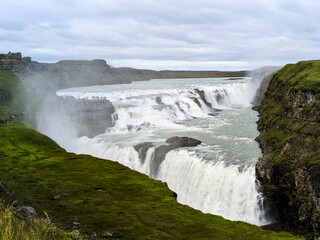 Gullfoss waterfall in the canyon of the Hvítá river in Iceland, Europe