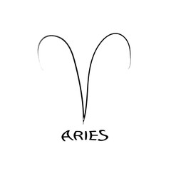 Aries. Zodiac sign on white background.
Astrology horoscope.