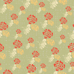 red and green floral seamless vector pattern