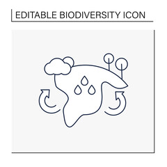 Biome line icon. Collection of plants and animals that have common characteristics for the environment.Biodiversity concept. Isolated vector illustration.Editable stroke