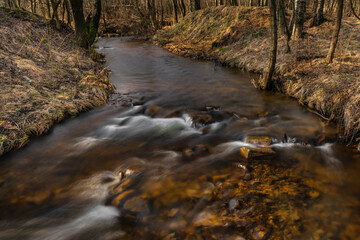 Olsovy creek near Rajec village in cold spring morning