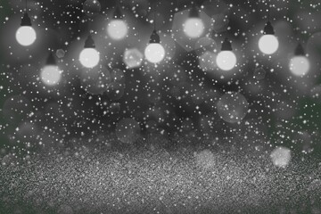 Fototapeta na wymiar fantastic bright glitter lights defocused light bulbs bokeh abstract background with sparks fly, festal mockup texture with blank space for your content
