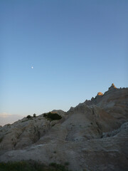 Landscape at Badlands National Park at dusk