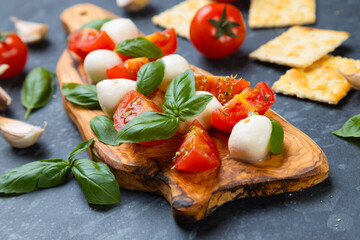 Italian caprese salad with mozzarella cheese