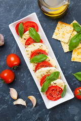 Italian caprese salad with mozzarella cheese