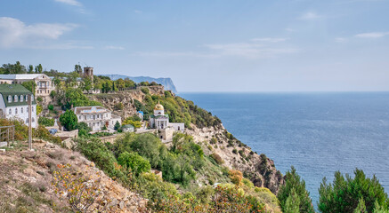 Fototapeta na wymiar View of St. George's Monastery. Cape Fiolent, Crimean peninsula. Sevastopol, Russia
