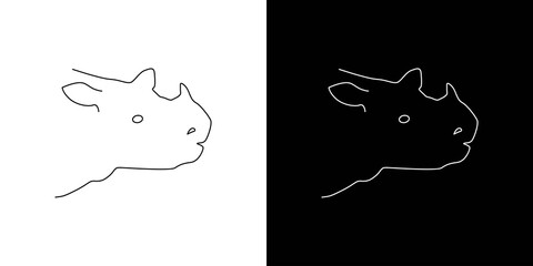 Simple and minimalistic rhino head illustration logo