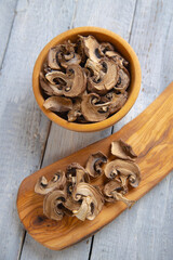 Dried button mushrooms, healthy food ingredient
