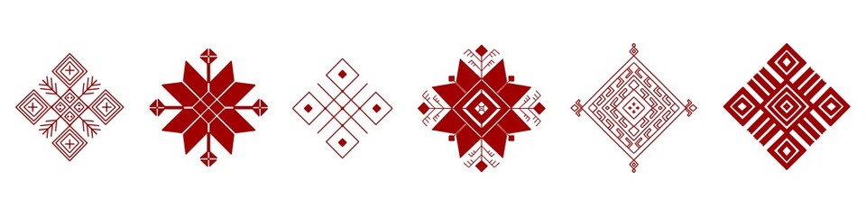 Belarus ethnic ornament. Slavic red geometric pattern. Perfect for logo design, web design, card, poster, packing design, fabric print, sublimation printing on t shirt, mug, bag,