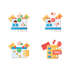 Election flat icons set. Winner, loser, election day, fake paper. Choice, vote concept. Democracy. Parliamentary or presidential elections. 3d vector illustrations