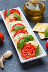 Italian caprese salad with mozzarella cheese