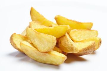 Fototapeta na wymiar roasted potatoes on the white background