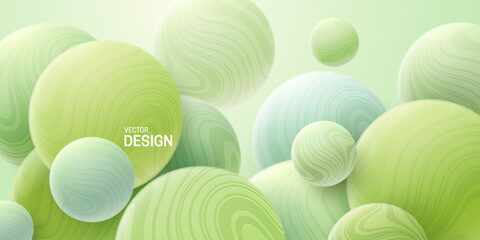 Abstract background with 3d mint green bubbles.