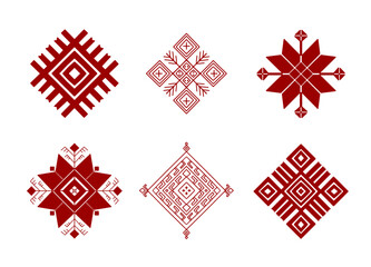 Belarus ethnic ornament. Slavic red geometric pattern. Perfect for logo design, web design, card, poster, packing design, fabric print, sublimation printing on t shirt, mug, bag, - obrazy, fototapety, plakaty