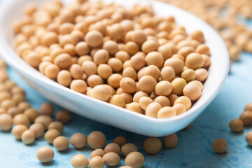 Bowl of dried soy beans