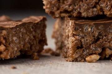Chocolate crispy cake - cereal rice crispies with chocolate