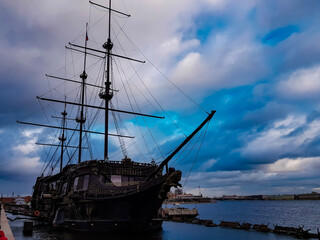 ship at sunset