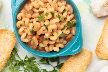 Italian pasta fagioli with kidney beans