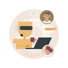 Chatbot customer service abstract concept vector illustration. Customer service bot, AI in retail, e-commerce chatbot, self-service experience, online client support, web chat abstract metaphor.